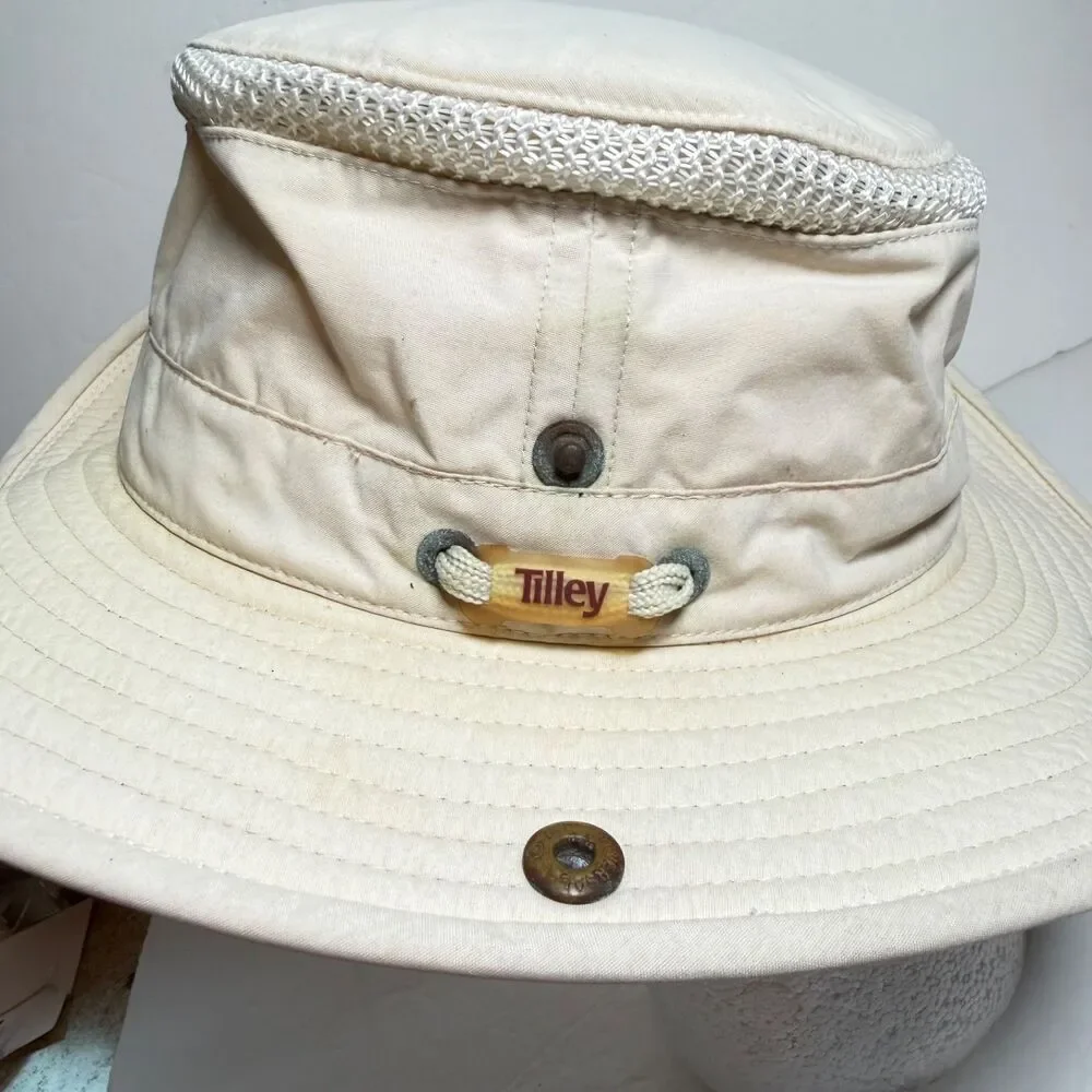 Vintage Tilley Endurables Airflo T4 Safari Hat Khaki Made Canada Size 7 1/4